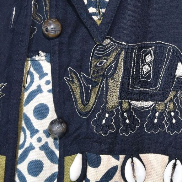 L’affaire Rayon Robe Jacket Indian Elephant Trim Boho Festival Kimono One Size - Picture 8 of 15